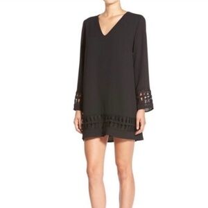 Astr Crochet Black Shift Mini Dress